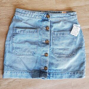 NWT Free People Denim Mini Skirt With Buttons